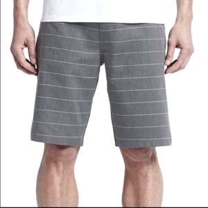 Hurley Men's Parker Gray White Striped Flat Front Walk Athletic Casual Shorts 36